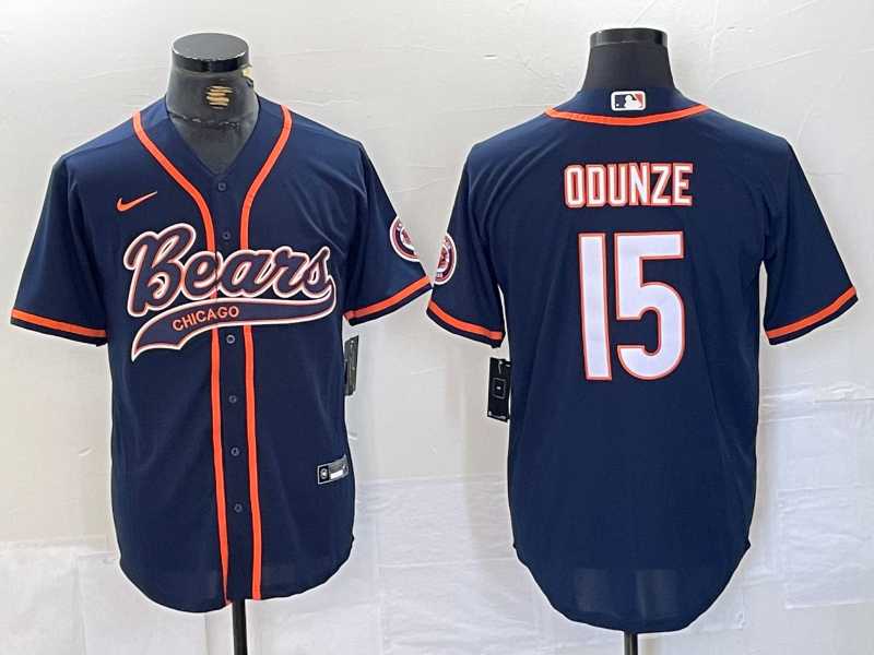 Men's Chicago Bears #15 Rome Odunze Navy BlueWith Patch Cool Base Stitched Baseball Jersey,We sell and wholesale Men's Chicago Bears #15 Rome Odunze Navy BlueWith Patch Cool Base Stitched Baseball Jersey on line form chian!